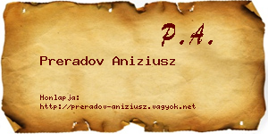 Preradov Aniziusz névjegykártya